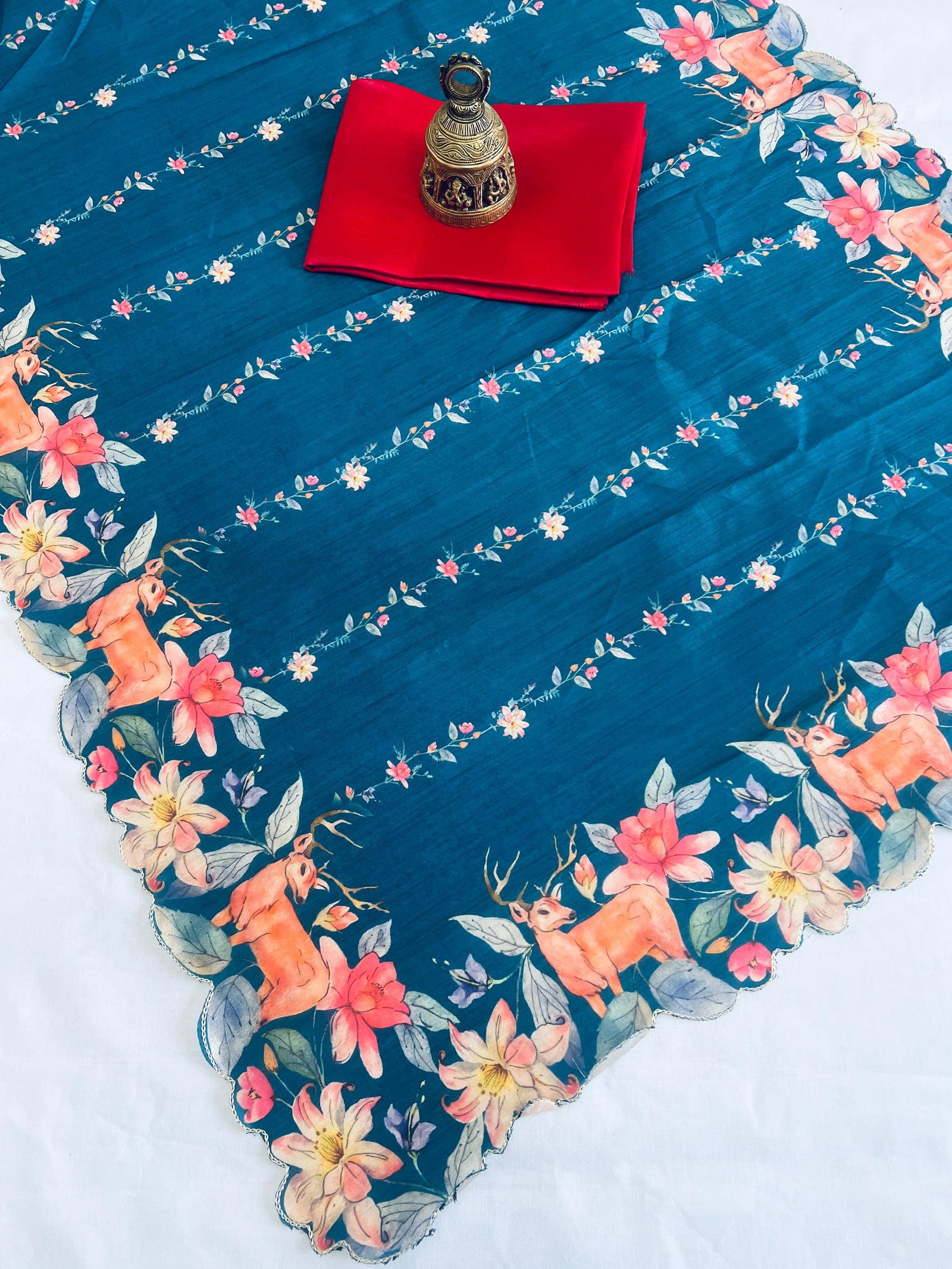 MG 374 Zarna Silk Cut work border Digital Printed Sarees Wholesale Shop In Surat